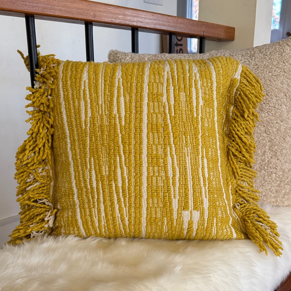 Anthropologie Yellow Textured Kadin Throw Pillow